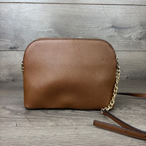 Michael Kors Brown Cindy Dome Saffiano Leather Crossbody Strap Chain Handbag - Picture 3 of 15